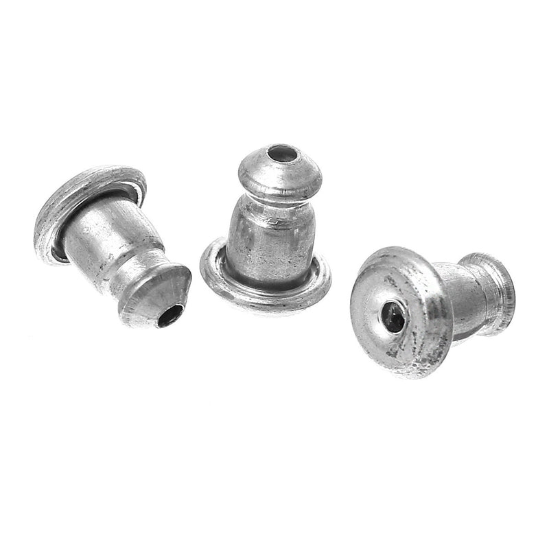 50 Silver Tone Metal Post Earring Backs, 6mm x 5mm  fin0218