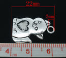 10 Silver Tone Metal Smiling CAT kitten Charms Pendants chs0724