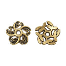 25 Gold Tone Filigree LEAF Pattern Metal Bead Caps 11mm  fin0224