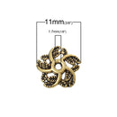 25 Gold Tone Filigree LEAF Pattern Metal Bead Caps 11mm  fin0224