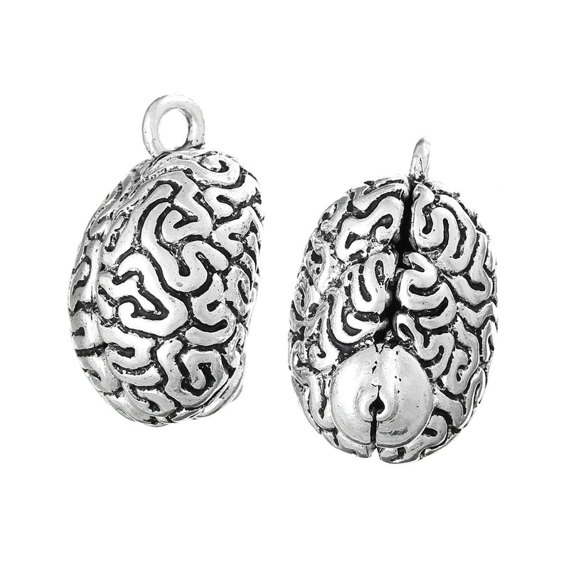 1 Large Antique Silver 3D Anatomical Human BRAIN Charm Pendant  chs1334