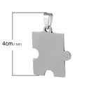 2 Stainless Steel PUZZLE PIECE Metal Stamping Blank Charm Pendants with Bail, 1-5/8" x 1" . 15 gauge  msb0136