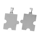 2 Stainless Steel PUZZLE PIECE Metal Stamping Blank Charm Pendants with Bail, 1-5/8" x 1" . 15 gauge  msb0136