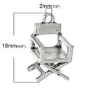 6 Antique Silver 3D DIRECTOR'S Chair Charm Pendants  chs1341