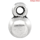 10 Small Antique Silver Ball Charm Pendants  chs1352