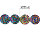 6 Titanium Coated HEMATITE Gemstone ROSE Flower Beads . genuine carved stone 12mm, ghe0023