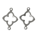 20 BULK Stainless Steel Metal Open FLOWER Quatrefoil Diamond Connector Links, 20x14mm  chs1354b