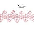 20 LIGHT PINK Carved LEAF Glass Beads, top drilled, 11x7mm  bgl0707