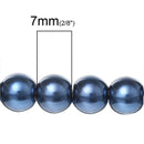 50 8mm NAVY BLUE Round Glass Pearl Beads  bgl0711