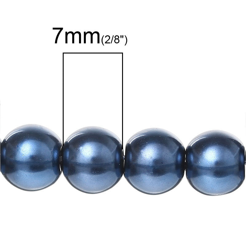 50 8mm NAVY BLUE Round Glass Pearl Beads  bgl0711