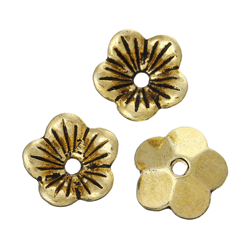 50 Gold Tone FLOWER Metal Bead Caps 10x10mm  fin0230