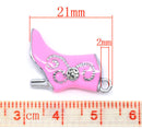 4 Silver Tone Rhinestone PINK Enamel High-Heeled Boots Charm Pendants 21x15mm  che0357