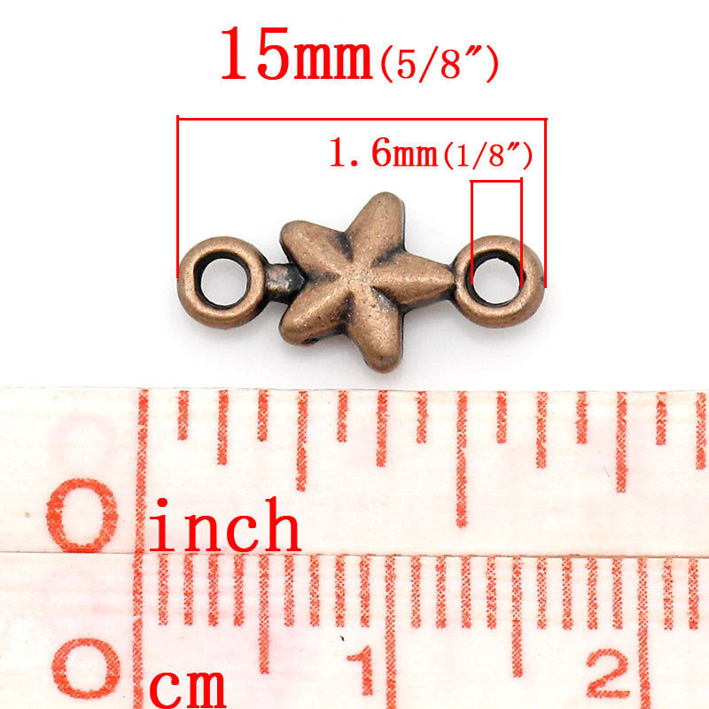 15 Small Antique Copper STAR Connector Links, 15x7mm  chc0022