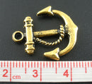 6 Gold Tone ANCHOR Charm Pendants  chg0122