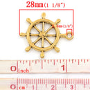 5 Gold Tone SHIP'S Wheel Charm Pendants  chg0124