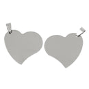 1 Stainless Steel WAVY HEART Metal Stamping Blank Charm Pendant with Bail, 1-5/8" x 1-2/8" . 15 gauge  msb0156
