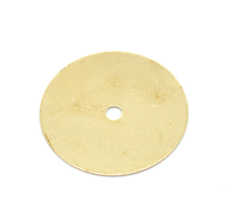 10 Brass CIRCLE DISC Metal Stamping Blanks, center punched hole, 18mm, 28 gauge  msb0169