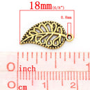 10 Gold Tone Open Filigree Swirl LEAF Charm Pendants  chg0121