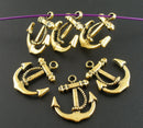6 Gold Tone ANCHOR Charm Pendants  chg0122