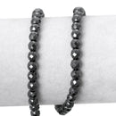 1 Strand 6mm Gunmetal Faceted Hematite Gemstone Beads  ghe0026