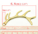 2 Large Gold Tone HORN ANTLER Charm Pendants  chg0127