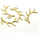 2 Large Gold Tone HORN ANTLER Charm Pendants  chg0127