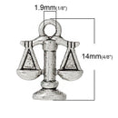 10 Antique Silver LIBRA ZODIAC Justice Scales Charm Pendants  chs1365