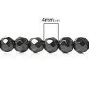 1 Strand 4mm Gunmetal Faceted Hematite Gemstone Beads  ghe0029