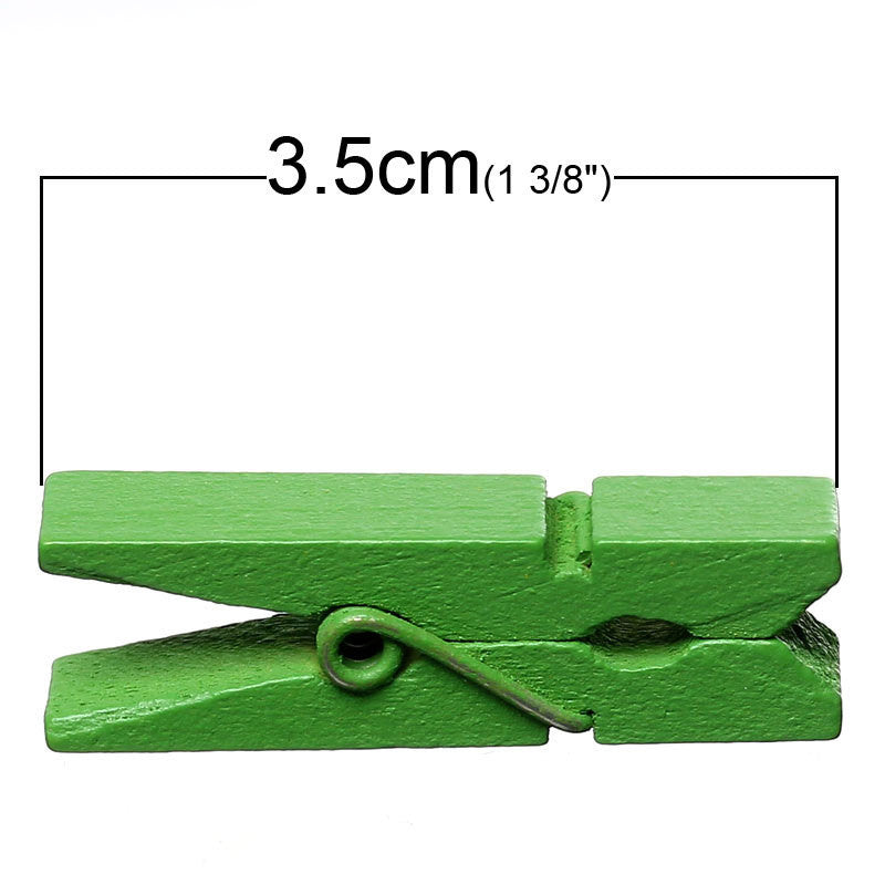 50 bulk package Small Painted Wood Clothespin Clip Findings, SPRING GREEN  fin0242