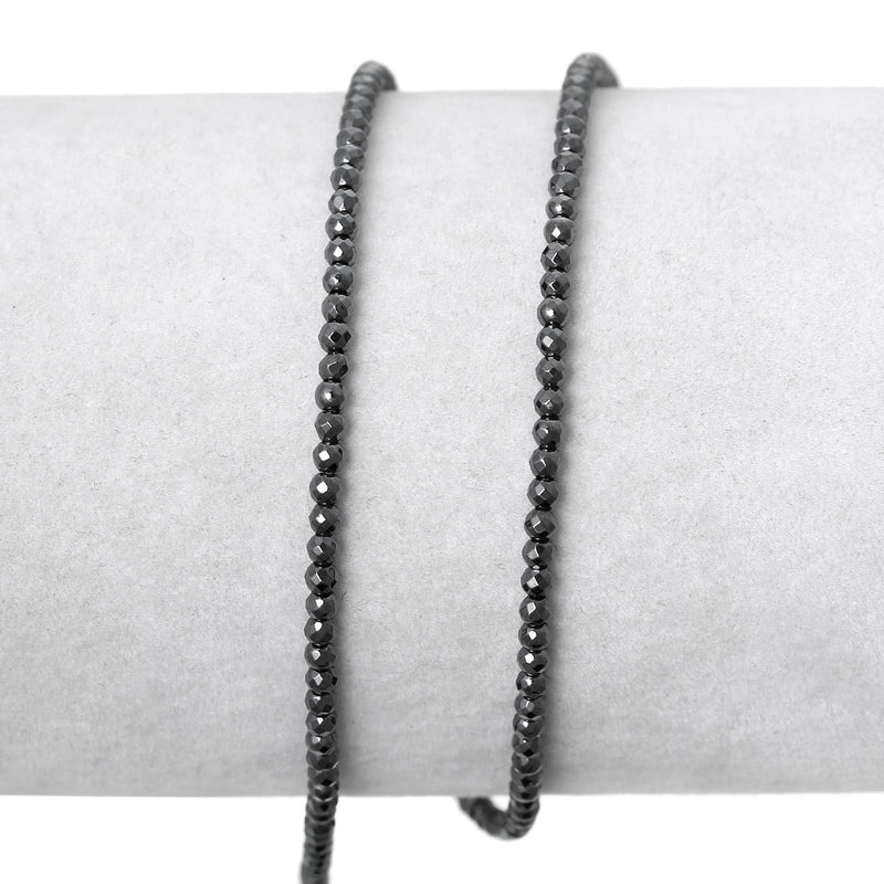 2mm Gunmetal Faceted Hematite Gemstone Beads, full strand, 192 beads, ghe0030