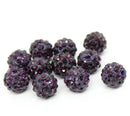 10 Bulk Package DARK PURPLE Polymer Clay and Pave' Round Rhinestone Beads, 10mm  pol0102