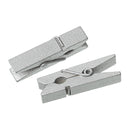 50 bulk package Small Painted Wood Clothespin Clip Findings, METALLIC SILVER  fin0239