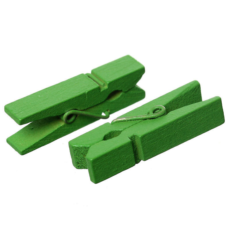 50 bulk package Small Painted Wood Clothespin Clip Findings, SPRING GREEN  fin0242