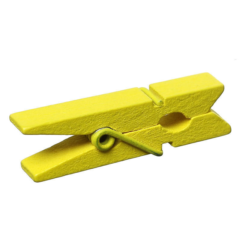 50 bulk package Small Painted Wood Clothespin Clip Findings, YELLOW  fin0243