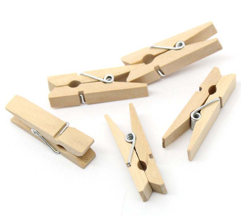 50 bulk package Small Wood Clothespin Clip Findings,  fin0247