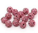 10 PINK Polymer Clay and Pave' Rhinestone Beads, 10mm  pol0107