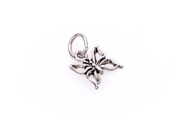 Small Open BUTTERFLY Sterling Silver Charm Pendant,  pms0062