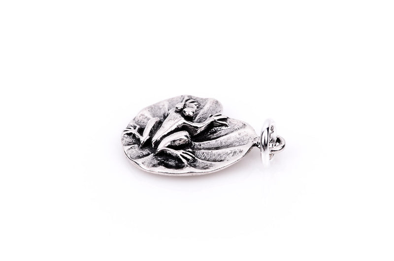 FROG on LILYPAD Sterling Silver Charm Pendant,  pms0075