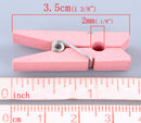 50 Bulk Package Painted Wood Clothespin Clip Findings, LIGHT PINK  fin0248b