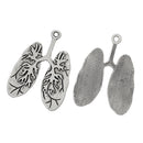 2 Antique Silver Flat Human LUNGS Charm Pendants  chs1372