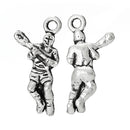 10 Antique Silver LACROSSE or CRICKET Player Charm Pendants  chs1369