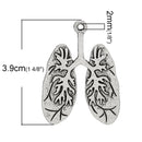 2 Antique Silver Flat Human LUNGS Charm Pendants  chs1372