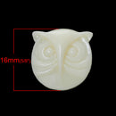 10 Round Resin IVORY OWL Cabochons, 16x15mm  cab0201