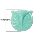 10 Round Resin MINT GREEN OWL Cabochons, 16x15mm  cab0204