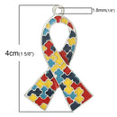 2 LARGE Enamel Metal AUTISM Awareness Ribbon Charm Pendants  che0380