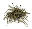 50 Antique Bronze Metal Flat Head Pins, 26mm long, 20 gauge  pin0062a