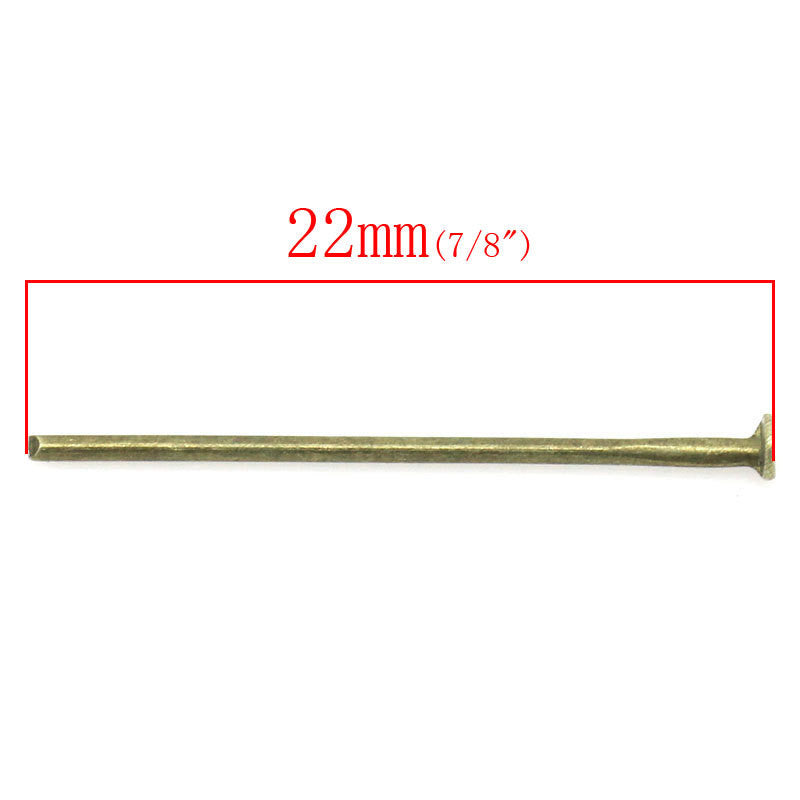 2000 Bulk Package Antique Bronze Metal Flat Head Pins, 22mm long, 20 gauge  pin0063b