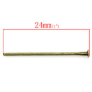 50 Antique Bronze Metal Flat Head Pins, 24mm long, 20 gauge  pin0064a