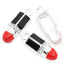 2 Silver Plated Red and Black Enamel Rhinestone LIPSTICK Charm Pendants  che0381