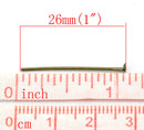 50 Antique Bronze Metal Flat Head Pins, 26mm long, 20 gauge  pin0062a